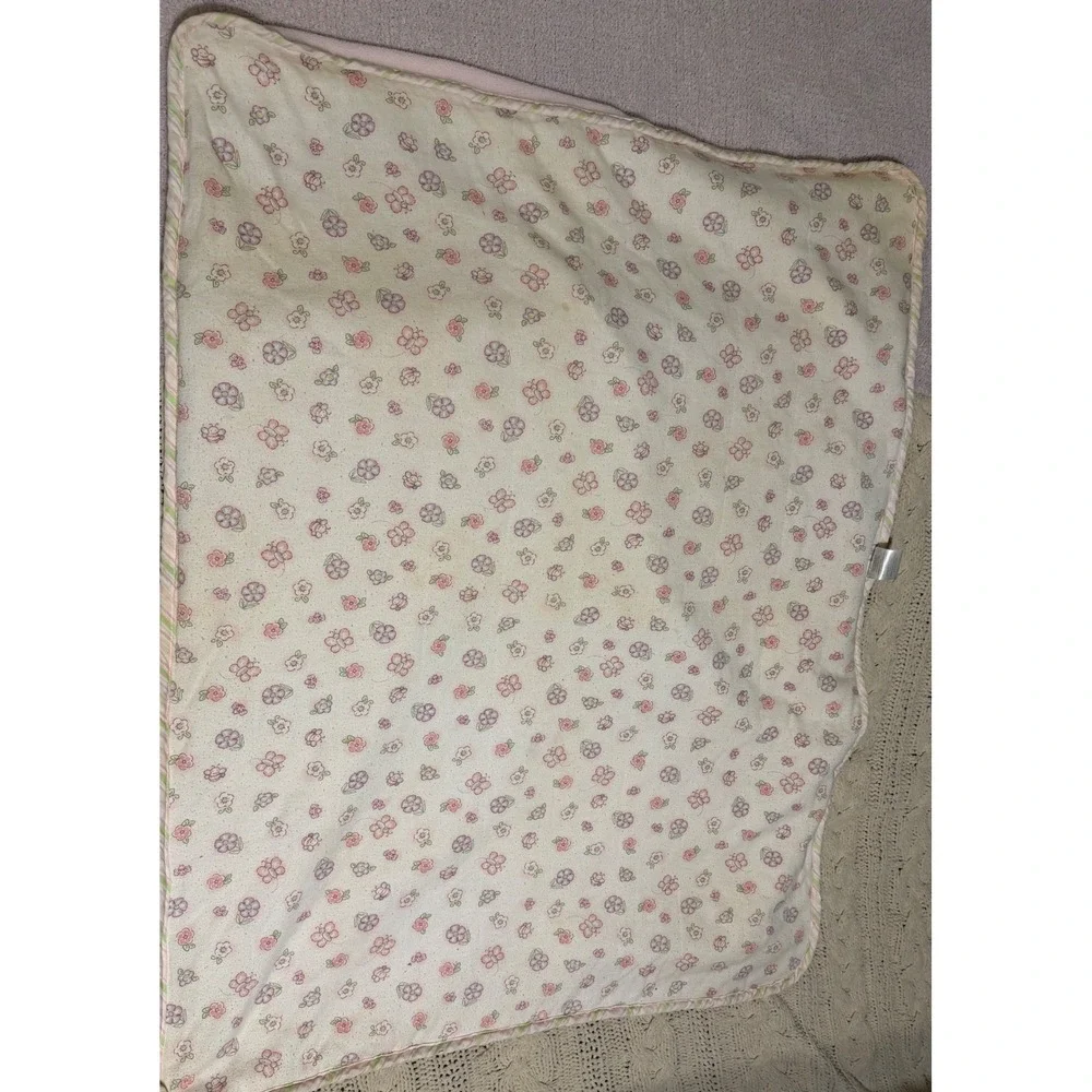 Baby Connection Pink Fleece Blanket Flower Butterfly Bee Gingham Trim BC3409G